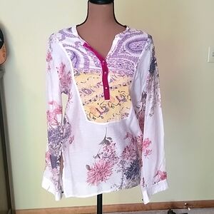 Aratta Silent Journey Sheer Light weight Blouse Sz Med5